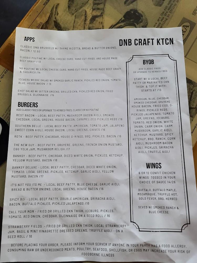 dNB Craft Kitchen Menu image 1